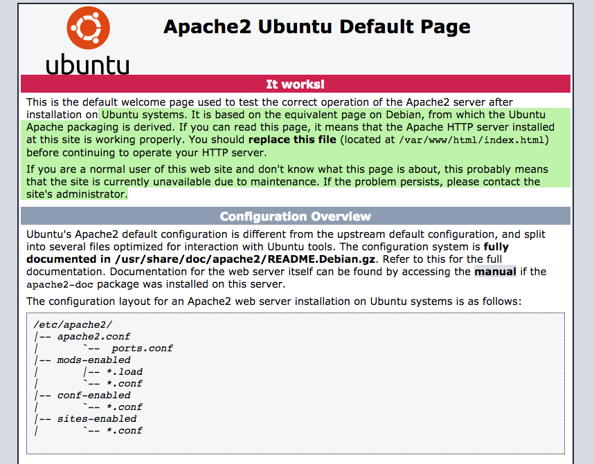 Ubuntu with Apache just installed